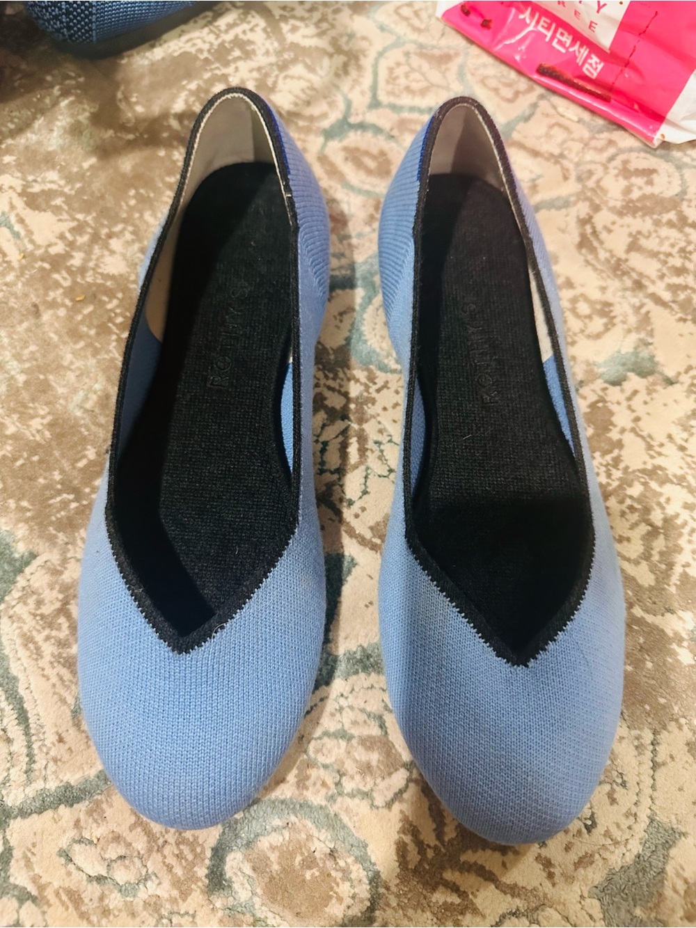 Rothy's Light Blue Knit Ballet Flats with Black Insole